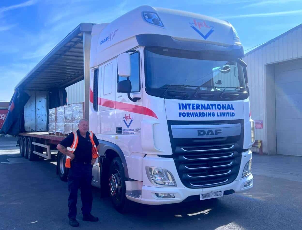 John Little standing by IFL DAF truck