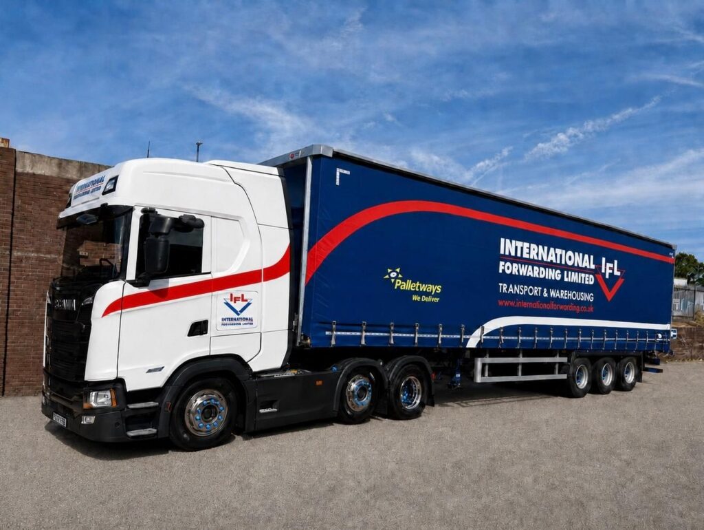 Side view of s500 and new trailer with IFL livery